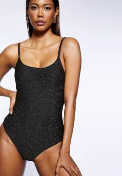 Koton Tissued Glitter Spaghetti Strappy Padded U Neck - Badpak - Gold