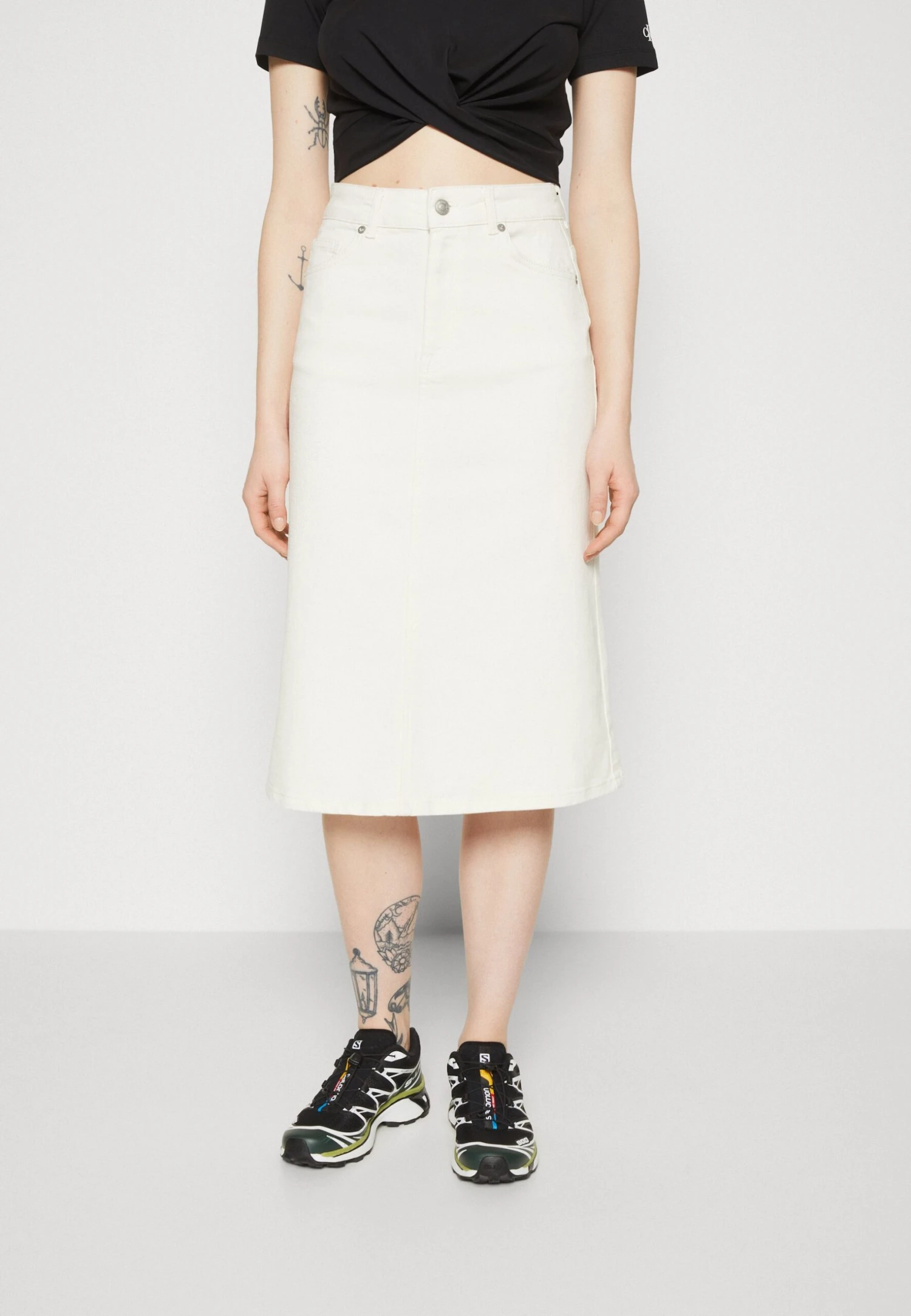 Selected Femme Slfvinnie Midi Skirt - Jeansrok - Whisper White 1 Selected Femme Slfvinnie Midi Skirt - Jeansrok - Whisper White