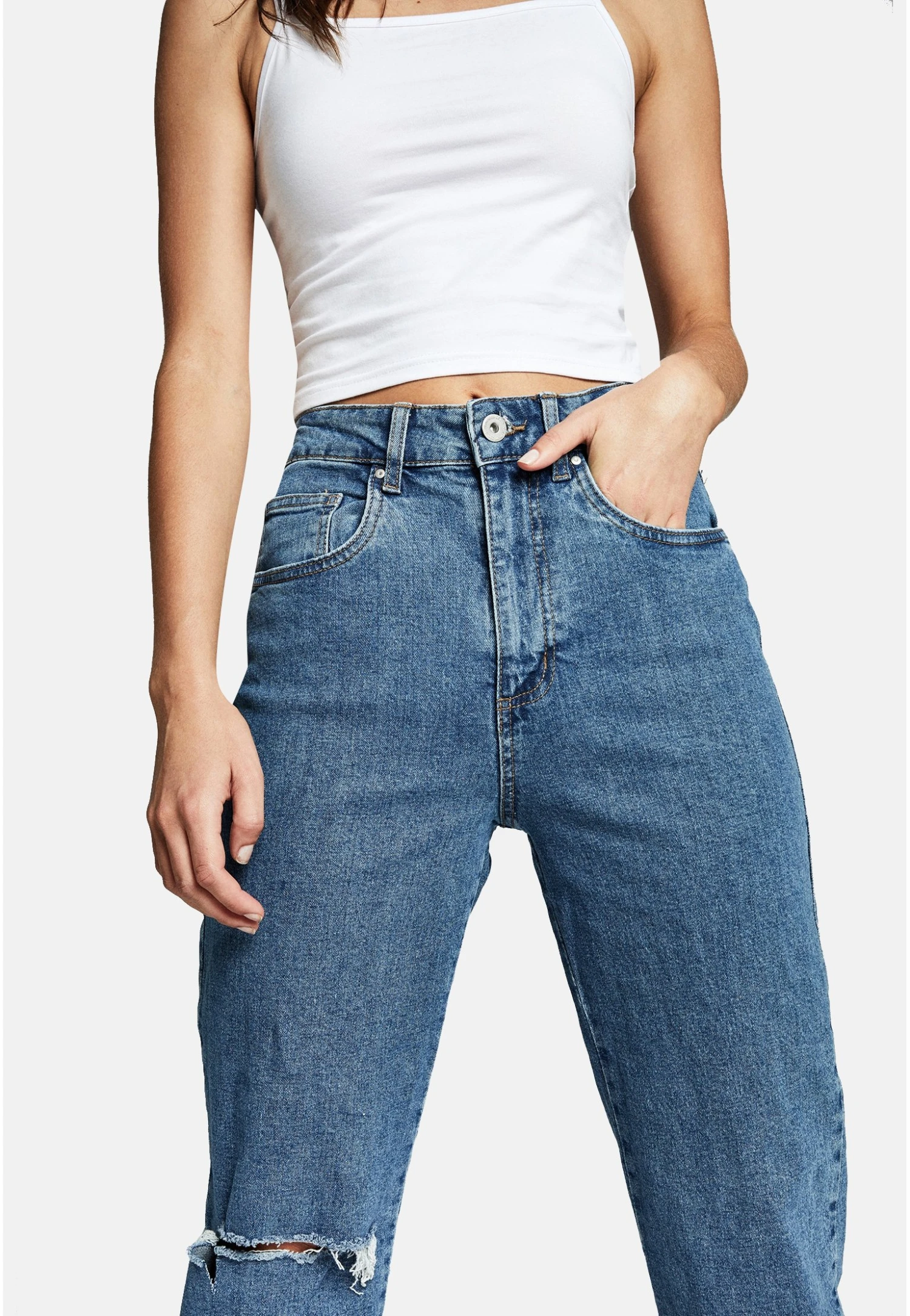 COTTON ON Straight Leg Jeans - Berkley Blue Rip 4 COTTON ON Straight Leg Jeans - Berkley Blue Rip - Afbeelding 4