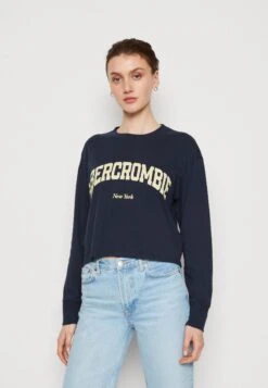 Abercrombie & Fitch Cropped Logo - Longsleeve - Navy Blue