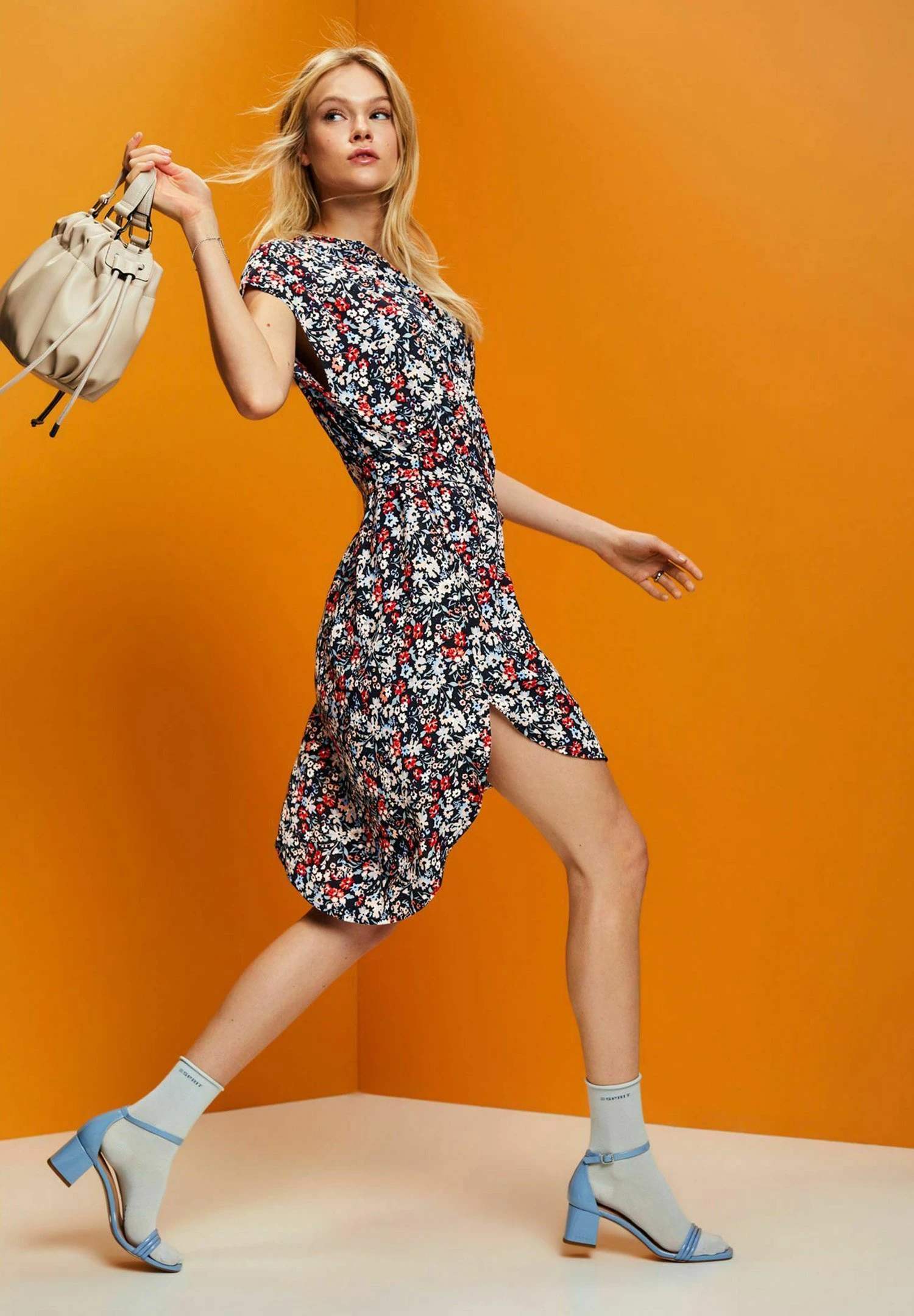 ESPRIT Mit Gürtel Und Crêpe-Effekt - Jurk - Navy 3 ESPRIT Mit Gürtel Und Crêpe-Effekt - Jurk - Navy - Afbeelding 3