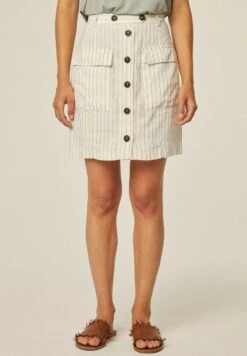 Vertical Striped- A-Lijn Rok - White