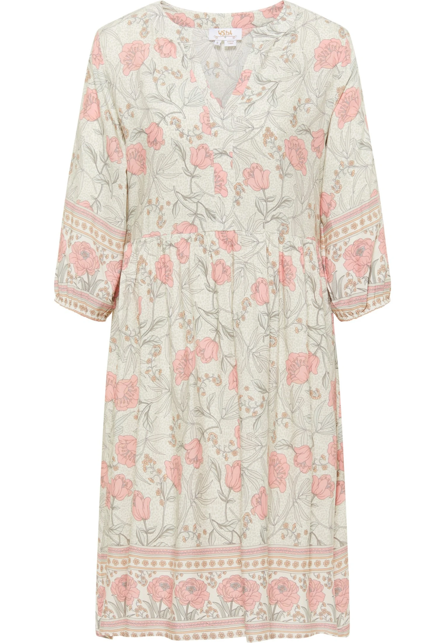 Usha Carnea - Jurk - Weiss Mehrfarbig 5 Usha Carnea - Jurk - Weiss Mehrfarbig - Afbeelding 5