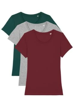 3Er Pack Expresser Basic - T-Shirt Basic - Glazed Green Heather Grey Burgundy
