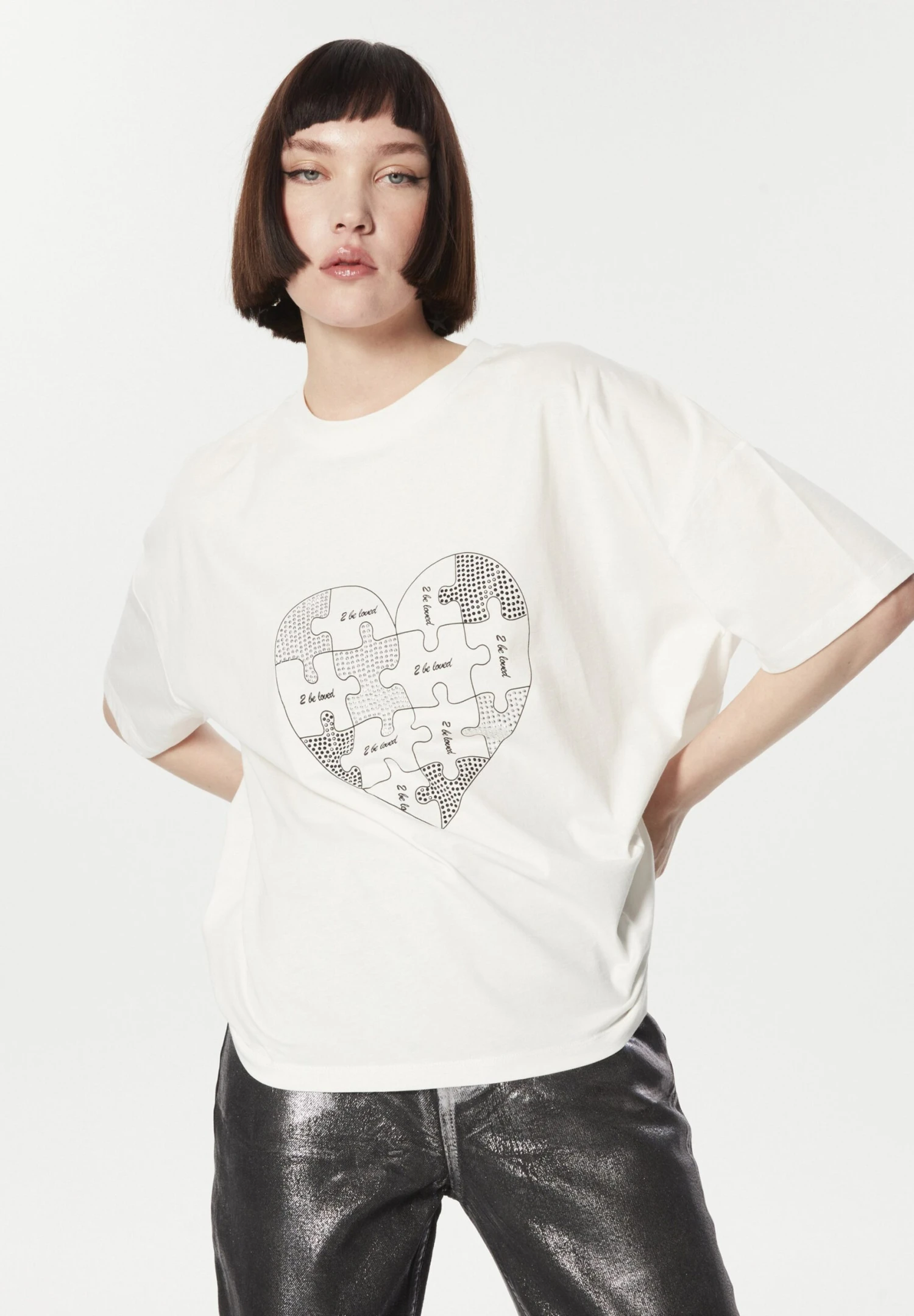 Twist Regular Fit Hotfix And Slogan Printed - T-Shirt Print - White 1 Twist Regular Fit Hotfix And Slogan Printed - T-Shirt Print - White