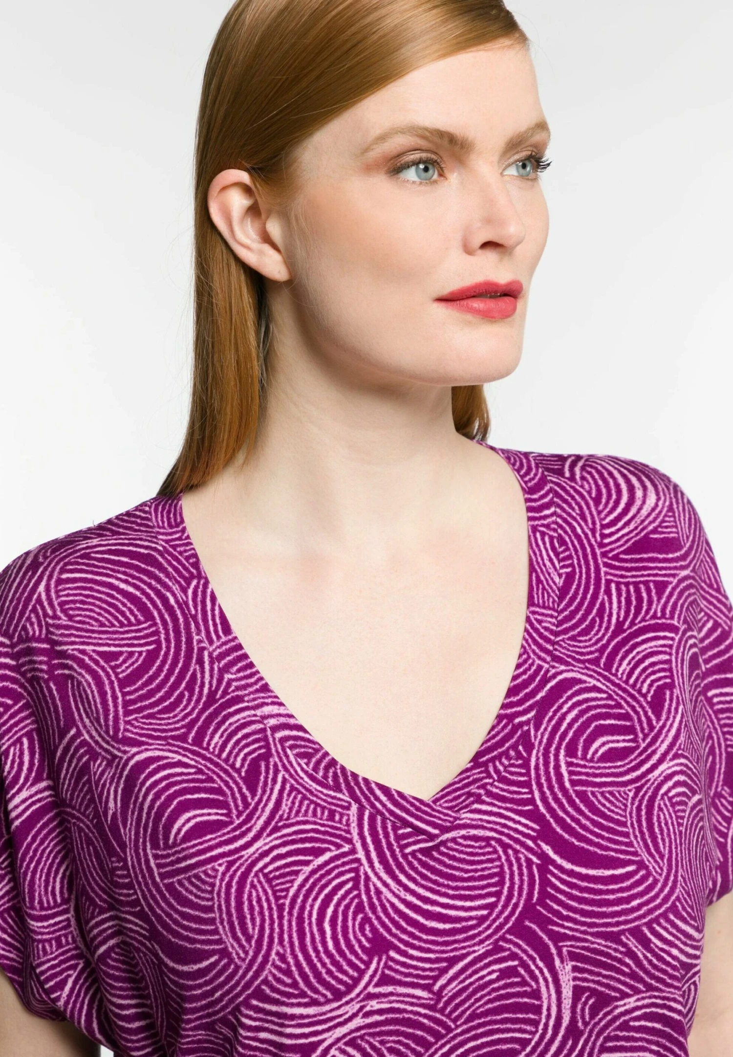 Ulla Popken T-Shirt Print - Prune Clair 3 Ulla Popken T-Shirt Print - Prune Clair - Afbeelding 3