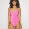 GOOD AMERICAN Sparkle Show Off One Piece - Badpak - Neonpink