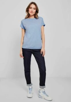 Cecil Mit Knopfdessin - T-Shirt Basic - Blau