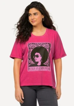 Ulla Popken Empower Short Sleeve Graphic - T-Shirt Print - Magenta Pink