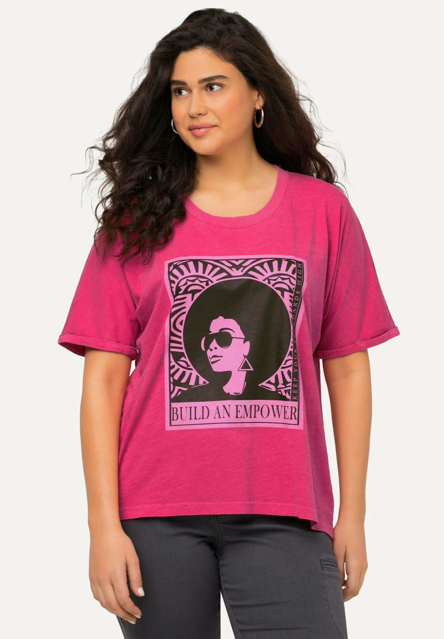 Ulla Popken Empower Short Sleeve Graphic - T-Shirt Print - Magenta Pink 1 Ulla Popken Empower Short Sleeve Graphic - T-Shirt Print - Magenta Pink