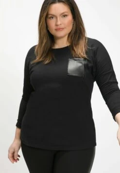 Ulla Popken Longsleeve - Zwart -Only Mode Winkel 3ab41c8f320841d1b25167f744f6fade