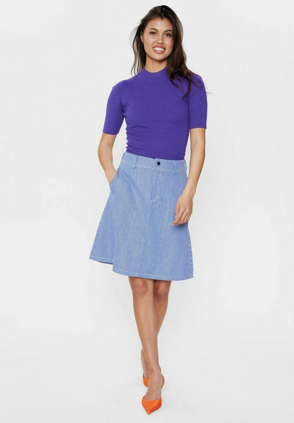 Nupernille- A-Lijn Rok - Medium Blue Denim 2 Nupernille- A-Lijn Rok - Medium Blue Denim - Afbeelding 2