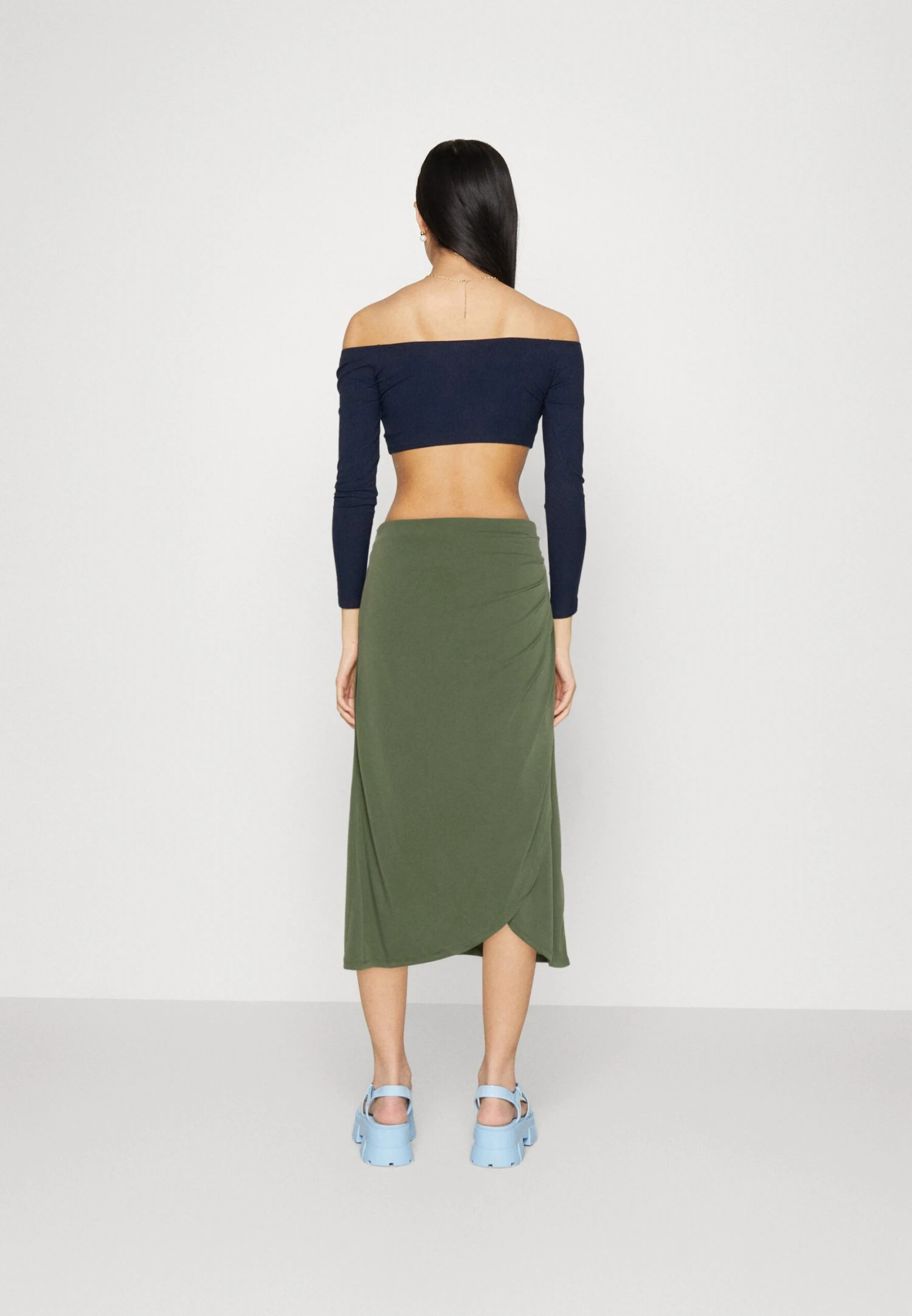 Object Objannie Drape Skirt - Kokerrok - Vineyard Green 3 Object Objannie Drape Skirt - Kokerrok - Vineyard Green - Afbeelding 3