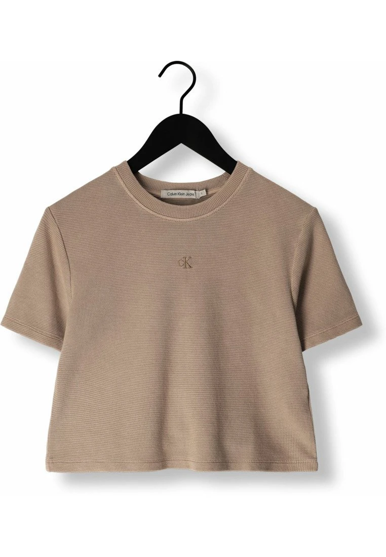 Calvin Klein Waffle- T-Shirt Basic - Lichtgrijs 4 Calvin Klein Waffle- T-Shirt Basic - Lichtgrijs - Afbeelding 4