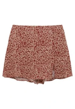 PULL & BEAR Floral Print - A-Lijn Rok - Mottled Dark Red -Only Mode Winkel 3de77832b4374e699dfeb94c12131282