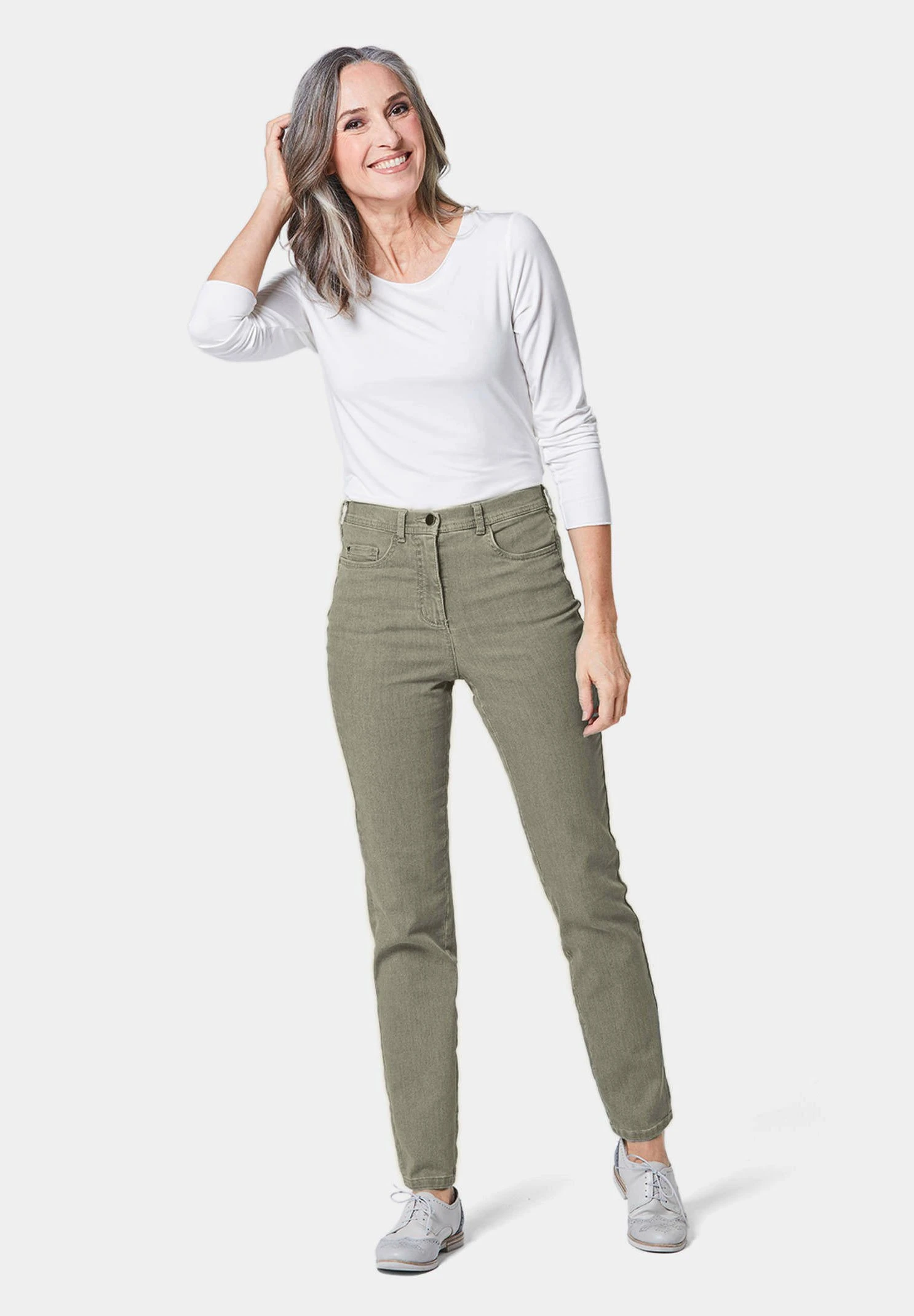 GOLDNER Straight Leg Jeans - Reed Green 2 GOLDNER Straight Leg Jeans - Reed Green - Afbeelding 2