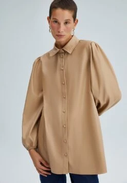 Balloon Sleeve - Halflange Jas - Beige