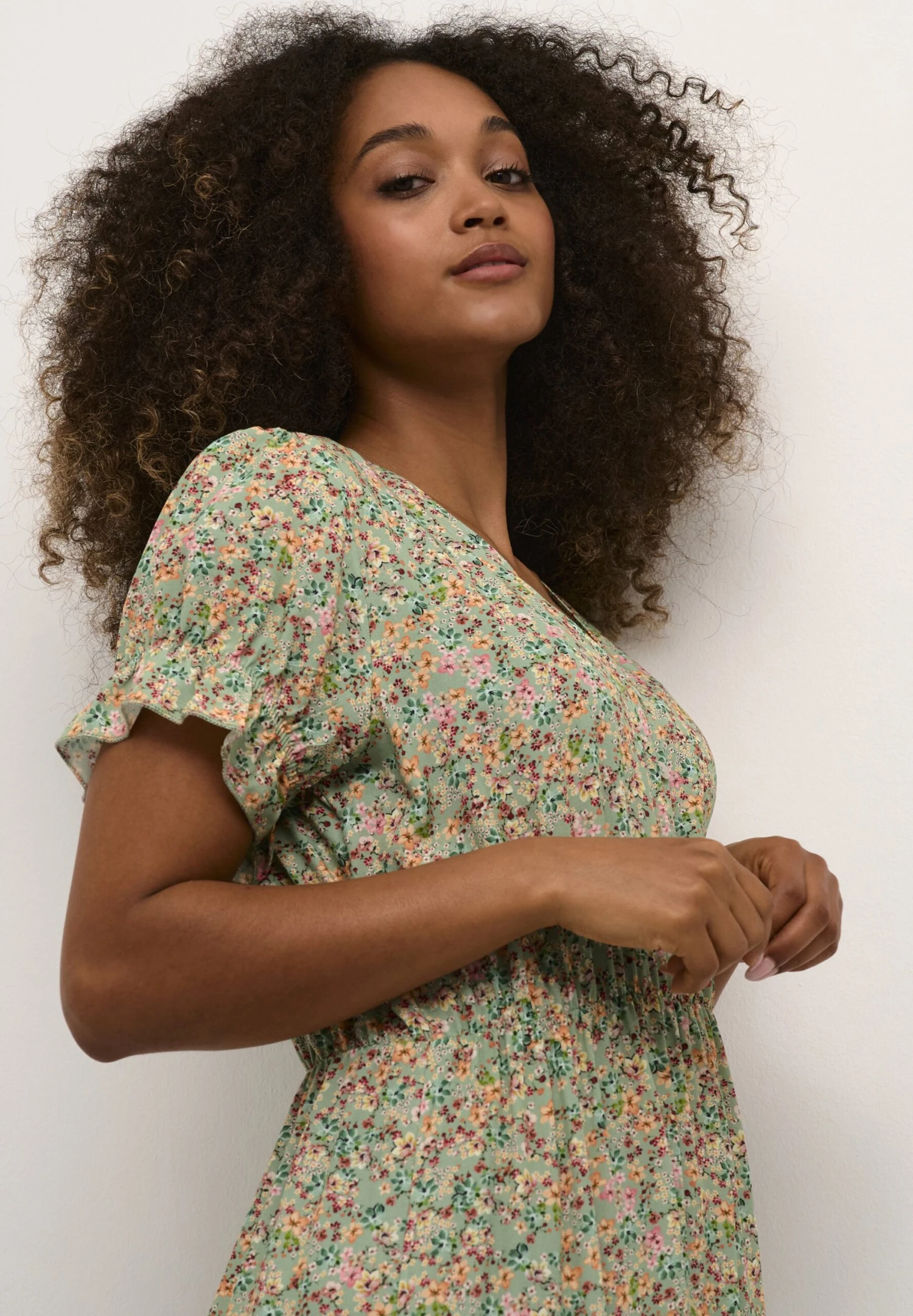 Cream Crlina - Jurk - Green Flower Print 4 Cream Crlina - Jurk - Green Flower Print - Afbeelding 4