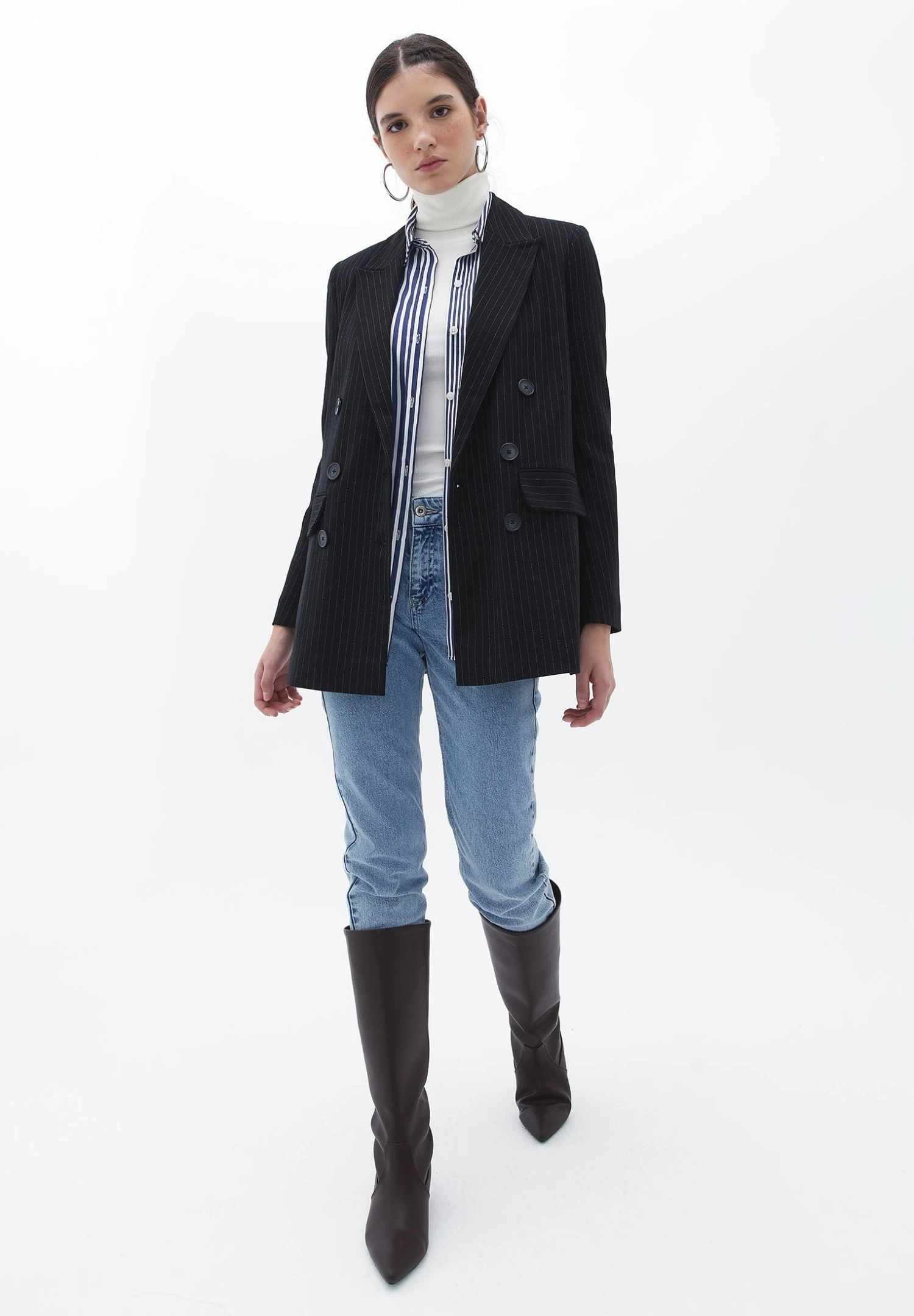 Boyfriend Cut - Halflange Jas - Stripe Comb 2 Boyfriend Cut - Halflange Jas - Stripe Comb - Afbeelding 2