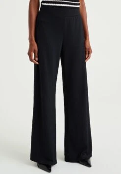 WE FASHION Wide Leg Met Structuur - Broek - Black