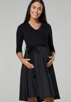 Umstandsnachthemd Mit Stillfunktion - Jurk - Schwarze Punkte