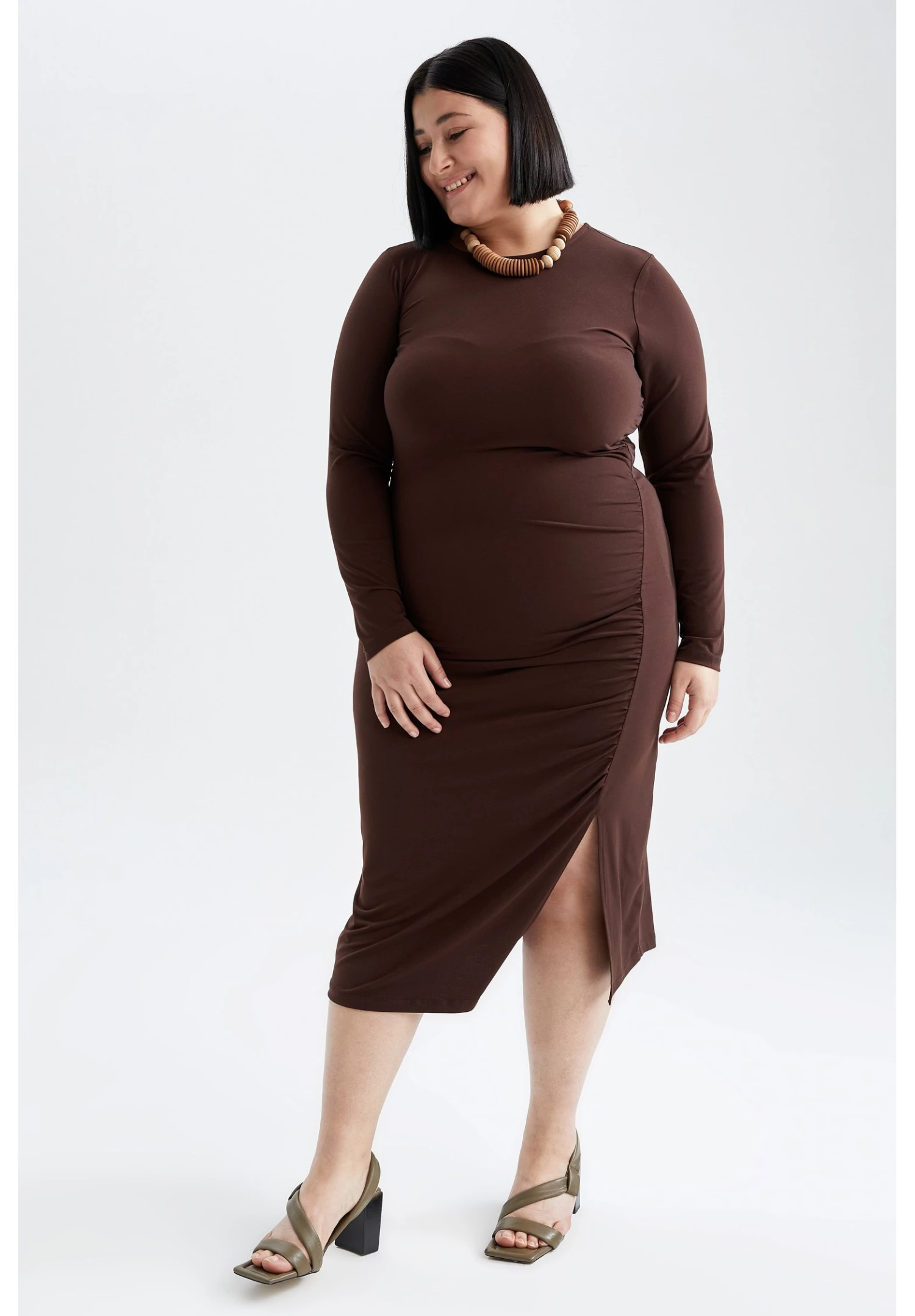 DeFacto A Line- Etui-Jurk - Brown 1 DeFacto A Line- Etui-Jurk - Brown