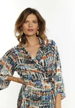 Usha Carnea - Jurk - Beige Blau Mehrfarbig -Only Mode Winkel 448809b01b9a4afa9557fd82c7949ec3