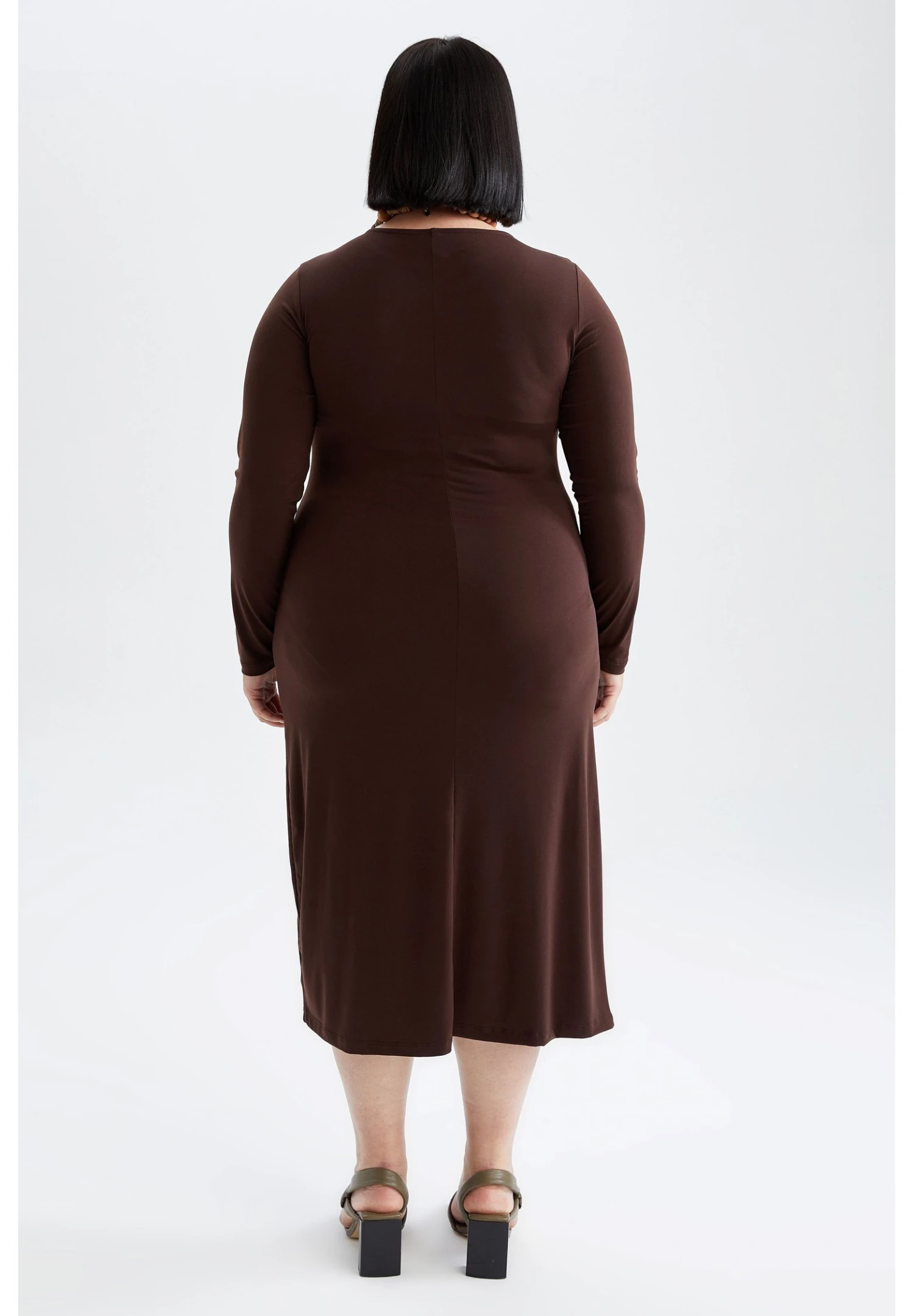 DeFacto A Line- Etui-Jurk - Brown 3 DeFacto A Line- Etui-Jurk - Brown - Afbeelding 3