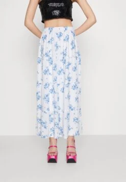 Hollister Co. Emea Printed Maxi - Maxirok - White/Blue