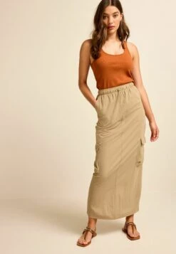 Next Cargo Drawstring Waist - Maxirok - Camel Brown -Only Mode Winkel 465b377062d940c3a482237902e20fa7