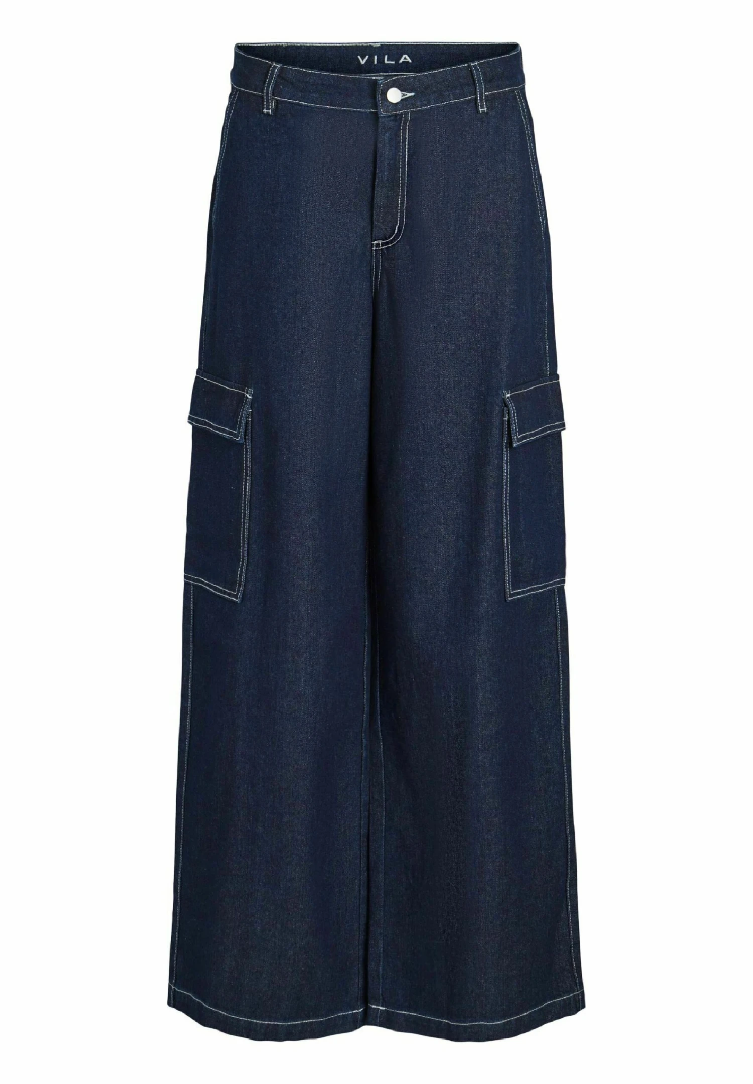 Vila Wide Cargo Look - Flared Jeans - Dark Blue Denim 6 Vila Wide Cargo Look - Flared Jeans - Dark Blue Denim - Afbeelding 6