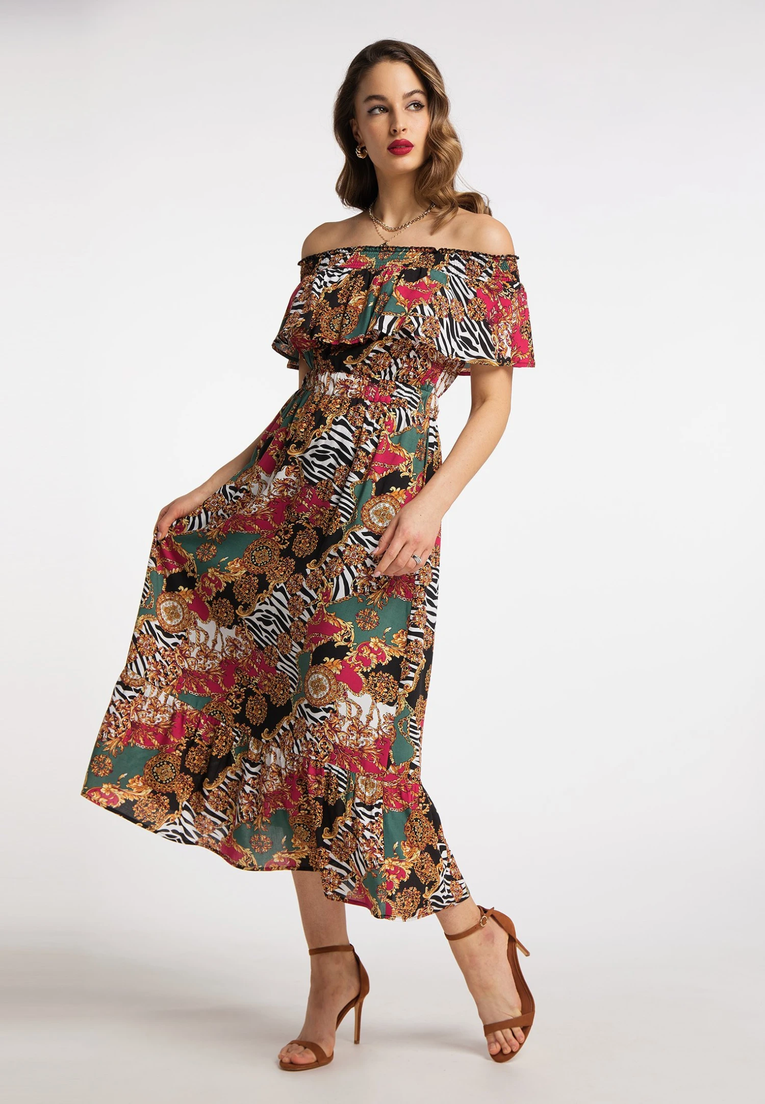 Faina Mioki - Jurk - Rot Mehrfarbig 2 Faina Mioki - Jurk - Rot Mehrfarbig - Afbeelding 2