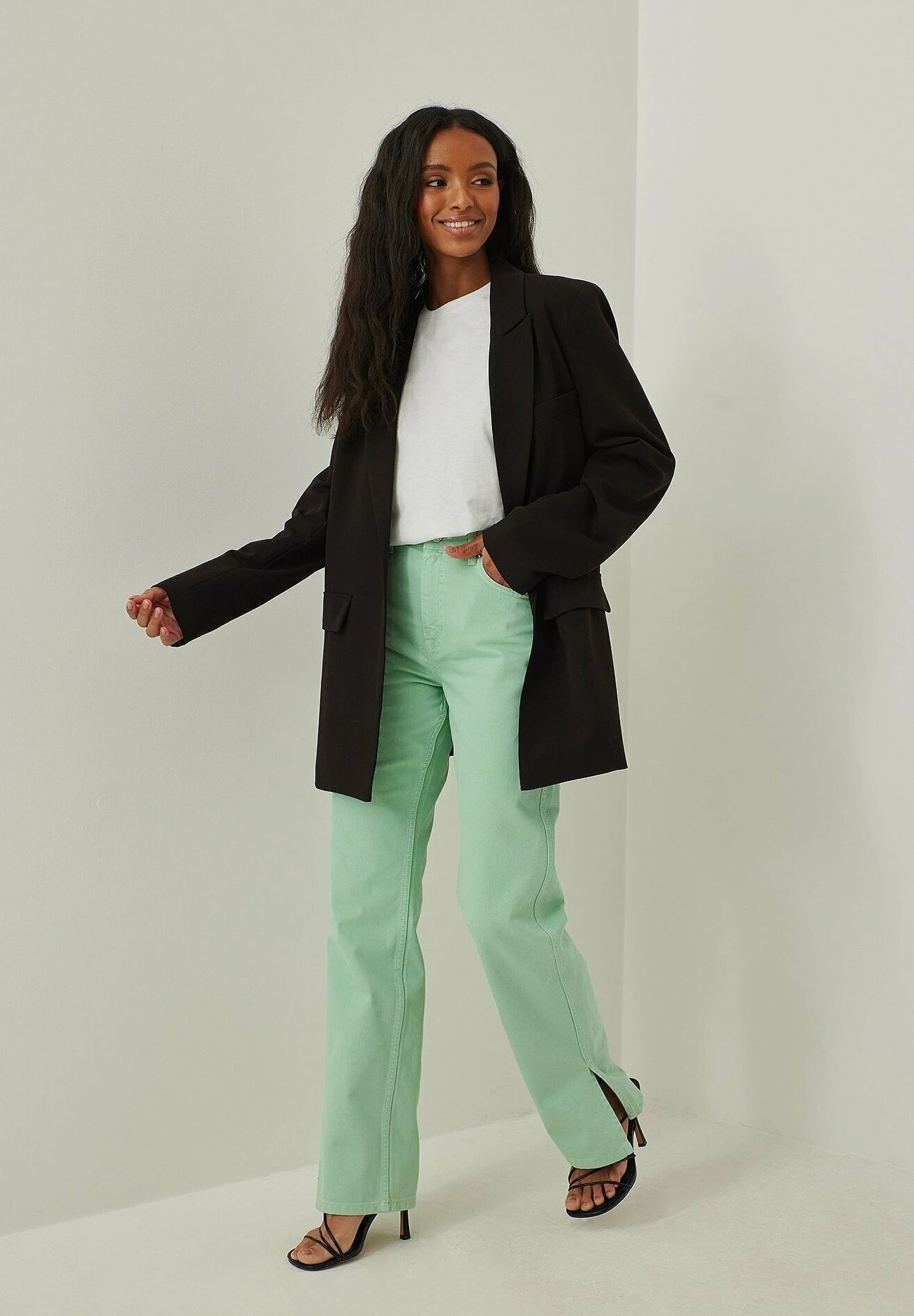 NA-KD Flared Jeans - Mint 1 NA-KD Flared Jeans - Mint