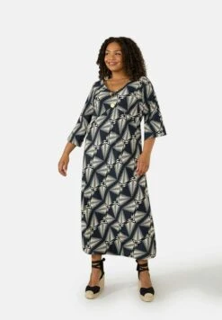 Tribal Print Bias Midaxi- Jurk - Stone