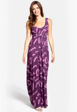 HotSquash Empire Line- Maxi-Jurk - Brush Strokes Damson Lilac
