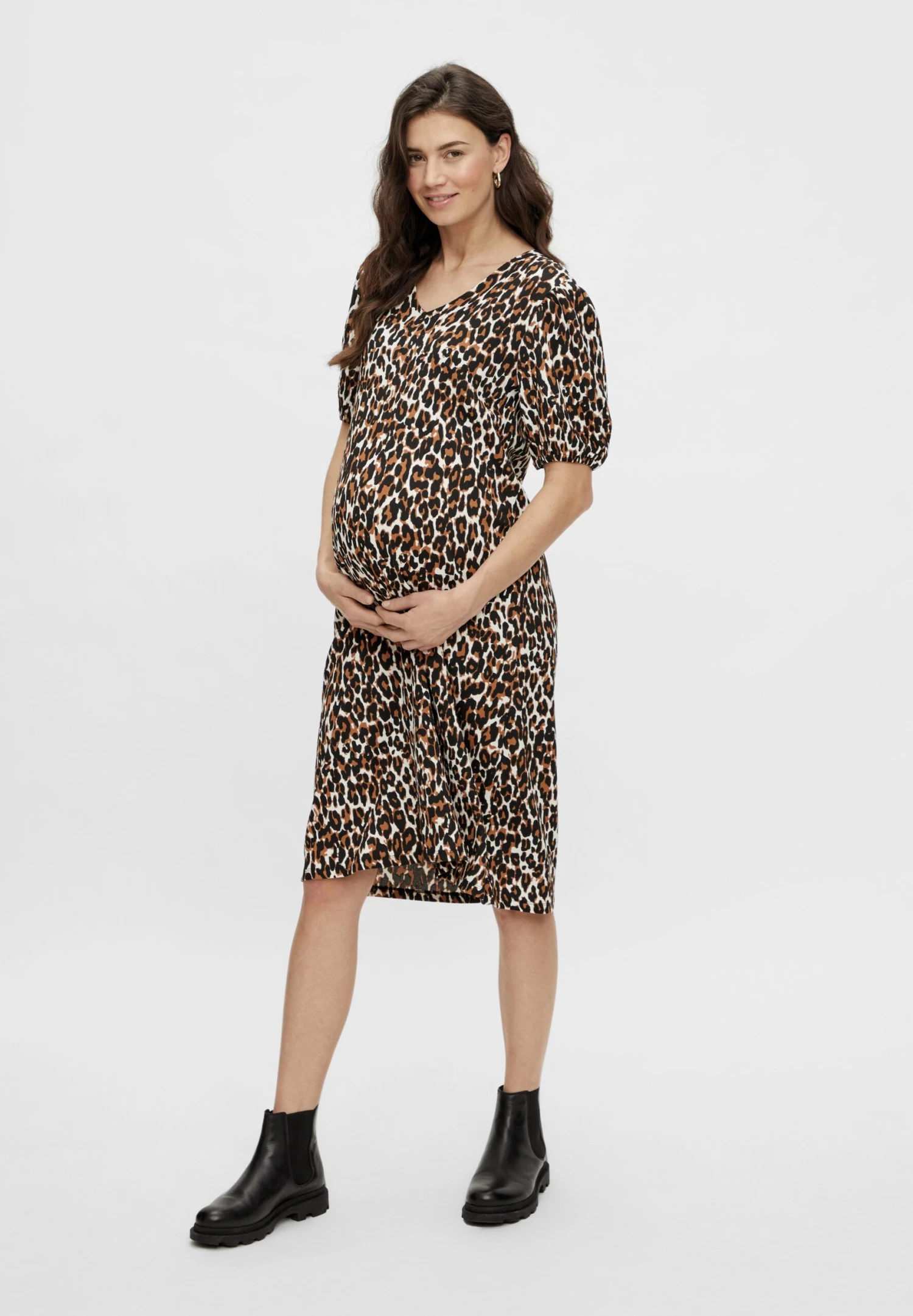 Mamalicious Mlleona - Jurk - White/Brown 1 Mamalicious Mlleona - Jurk - White/Brown