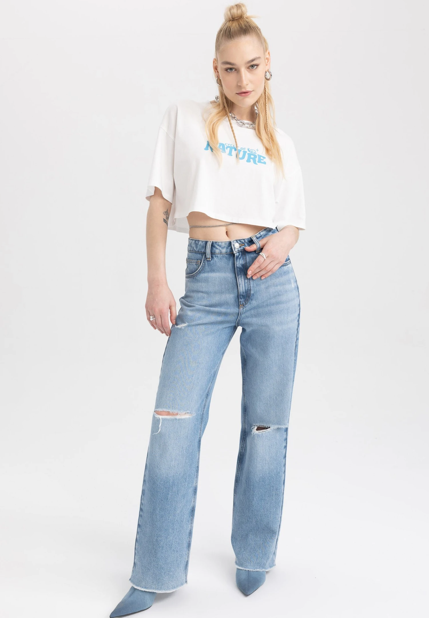 DeFacto Oversize Fit- T-Shirt Print - White 2 DeFacto Oversize Fit- T-Shirt Print - White - Afbeelding 2