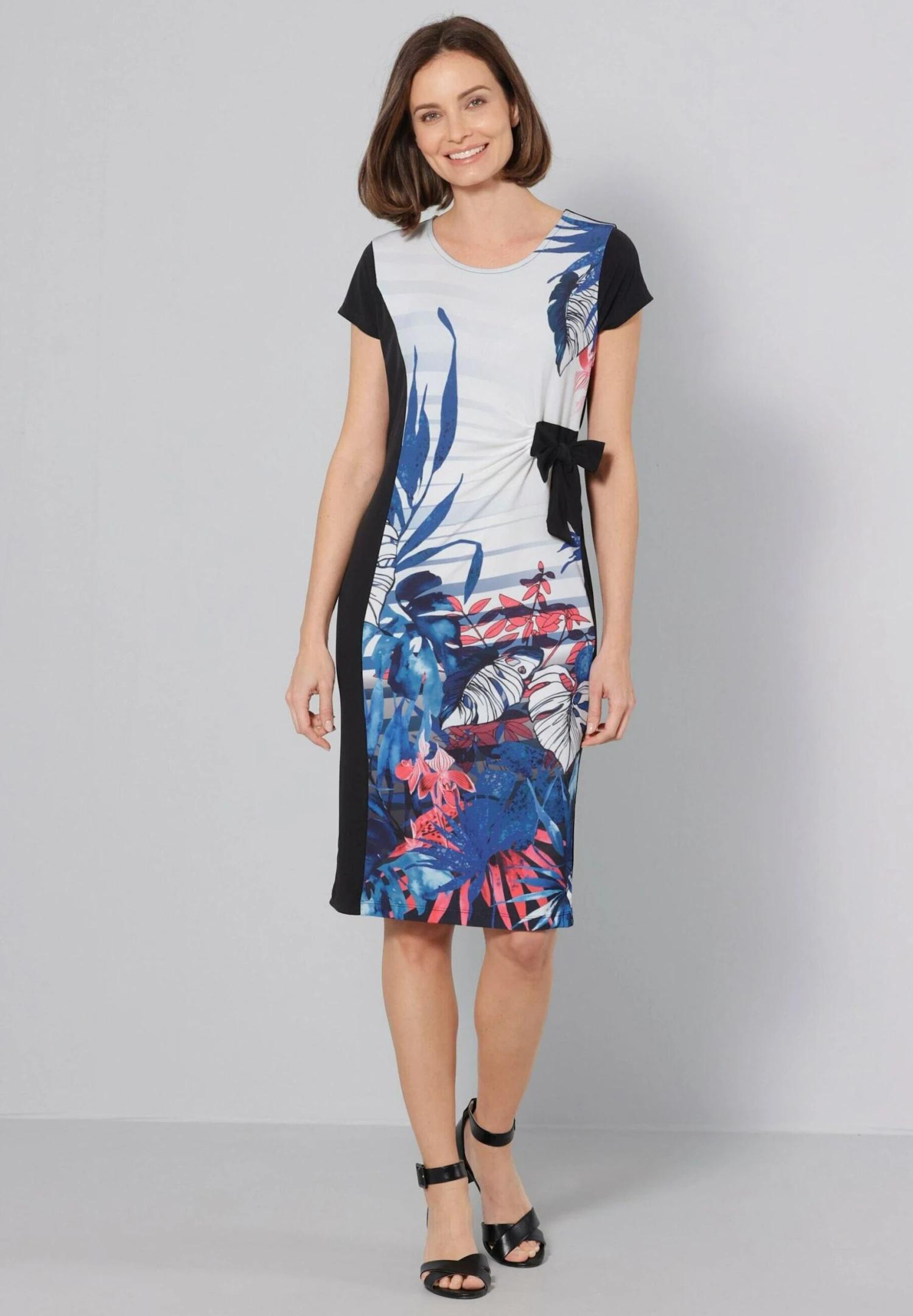 Etui-Jurk - Schwarz/Royalblau 1 Etui-Jurk - Schwarz/Royalblau