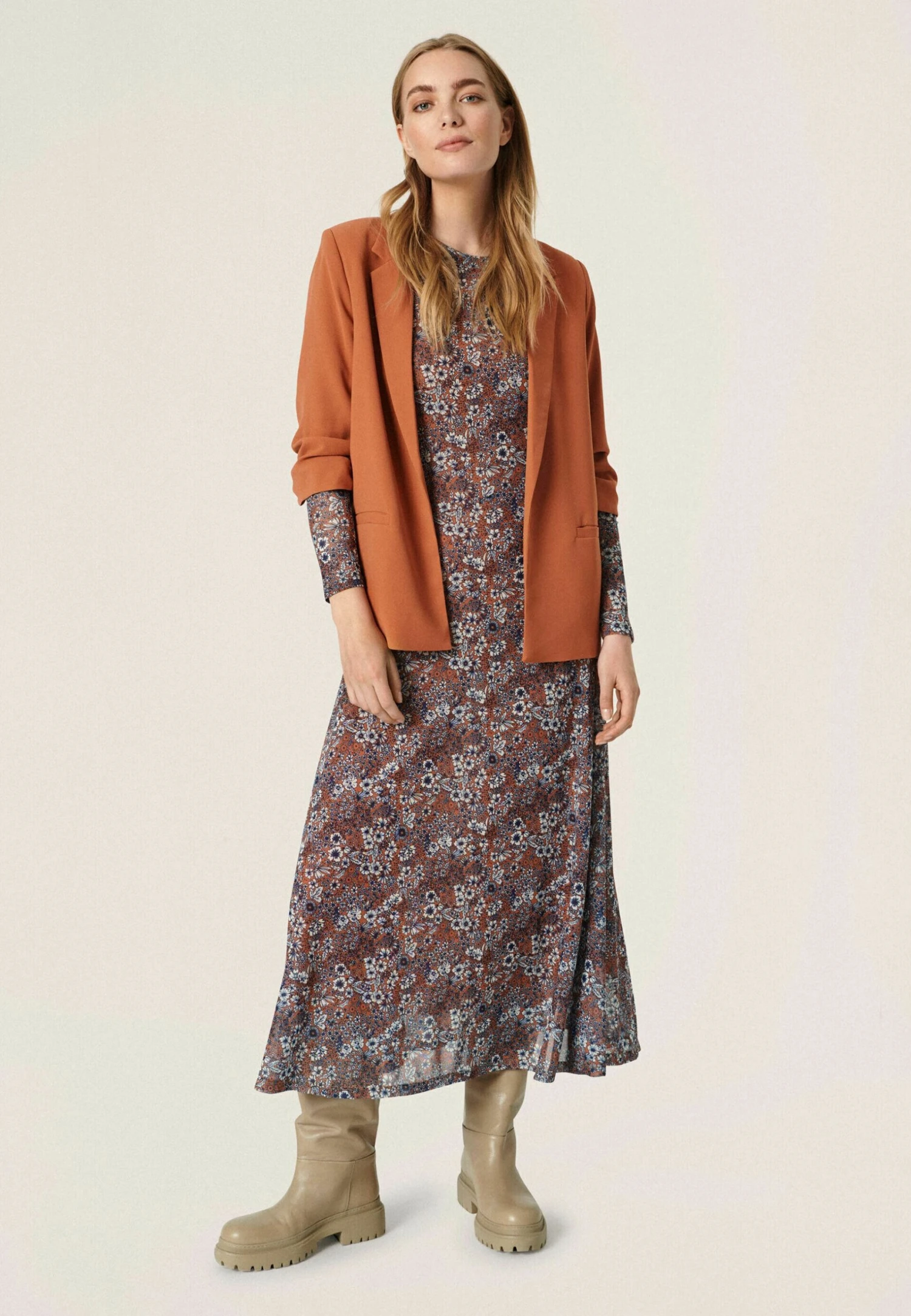 Soaked In Luxury Shirley- Halflange Jas - Amber Brown 2 Soaked In Luxury Shirley- Halflange Jas - Amber Brown - Afbeelding 2