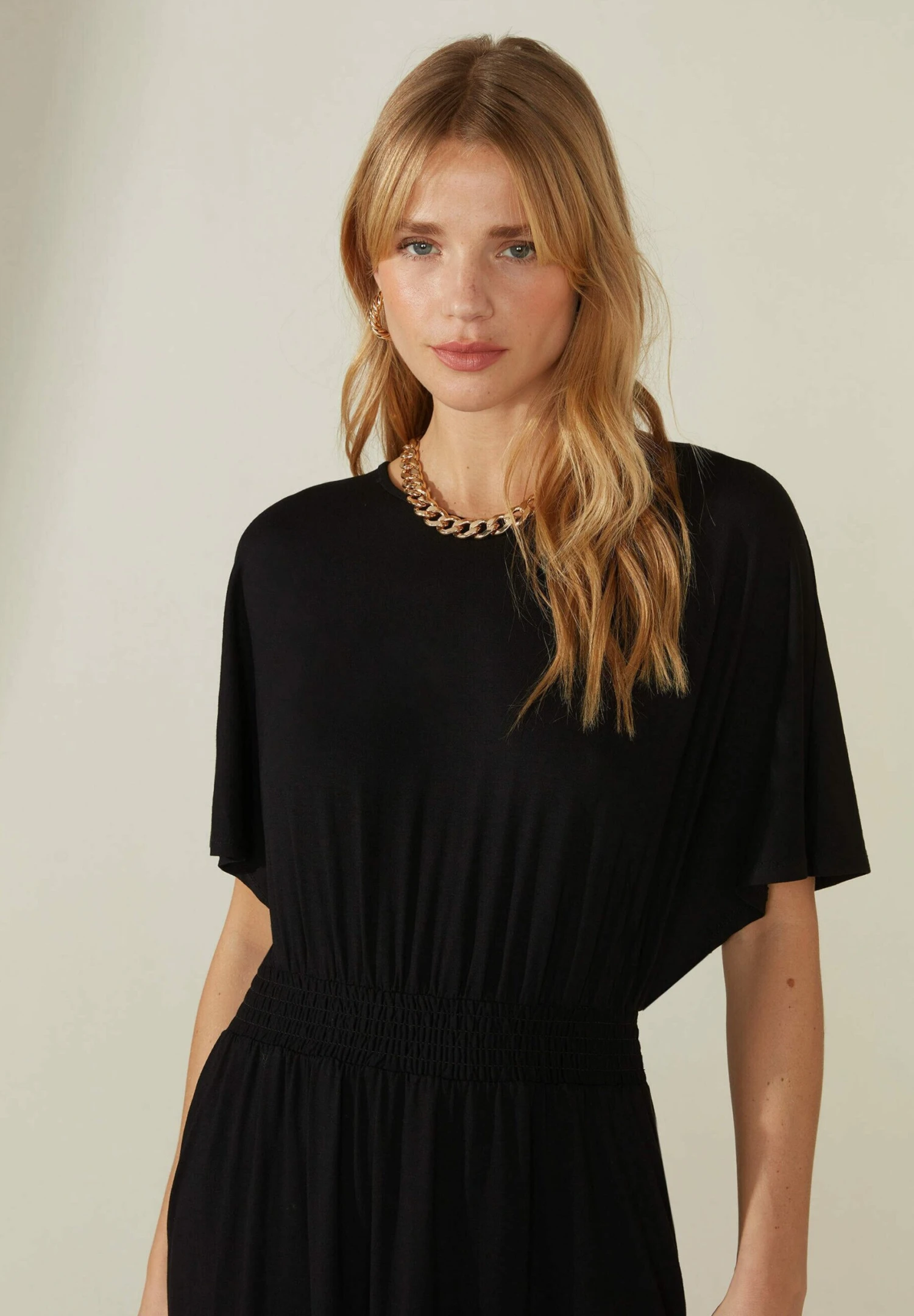 Shirred Waist - Jerseyjurk - Black 3 Shirred Waist - Jerseyjurk - Black - Afbeelding 3