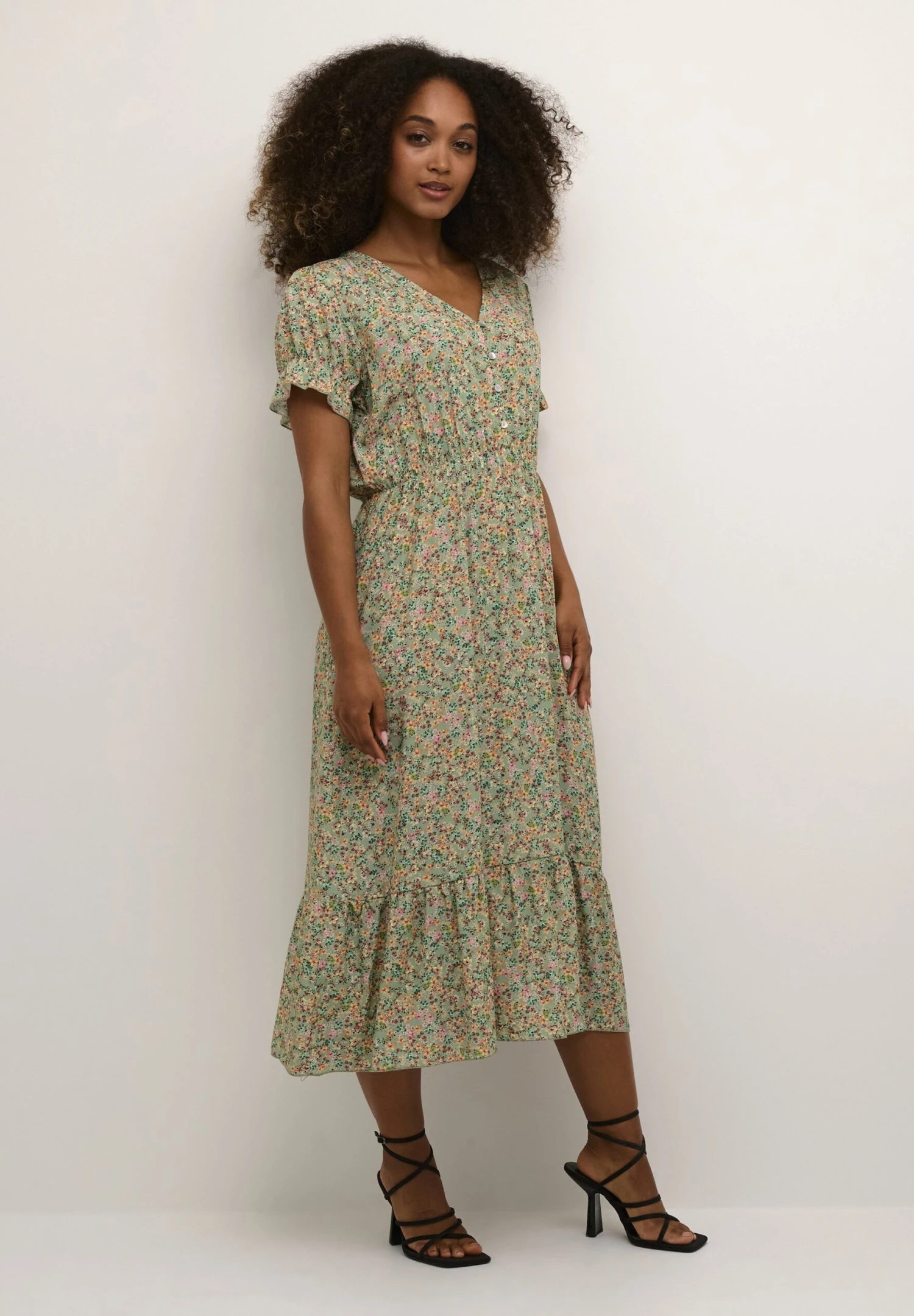 Cream Crlina - Jurk - Green Flower Print 2 Cream Crlina - Jurk - Green Flower Print - Afbeelding 2