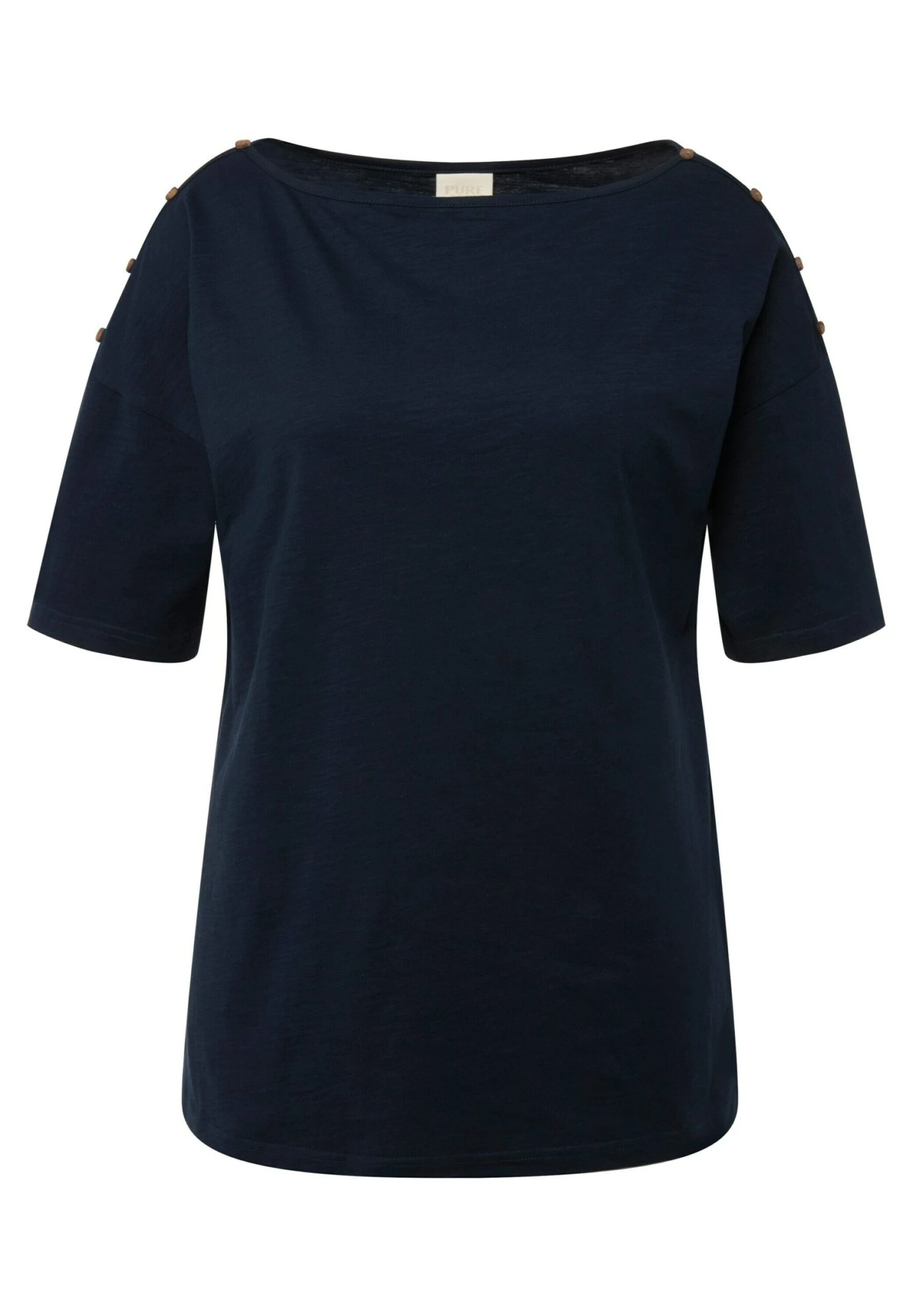 Ulla Popken Eco Button Detail Boat Neck - T-Shirt Basic - Navy Blue 5 Ulla Popken Eco Button Detail Boat Neck - T-Shirt Basic - Navy Blue - Afbeelding 5