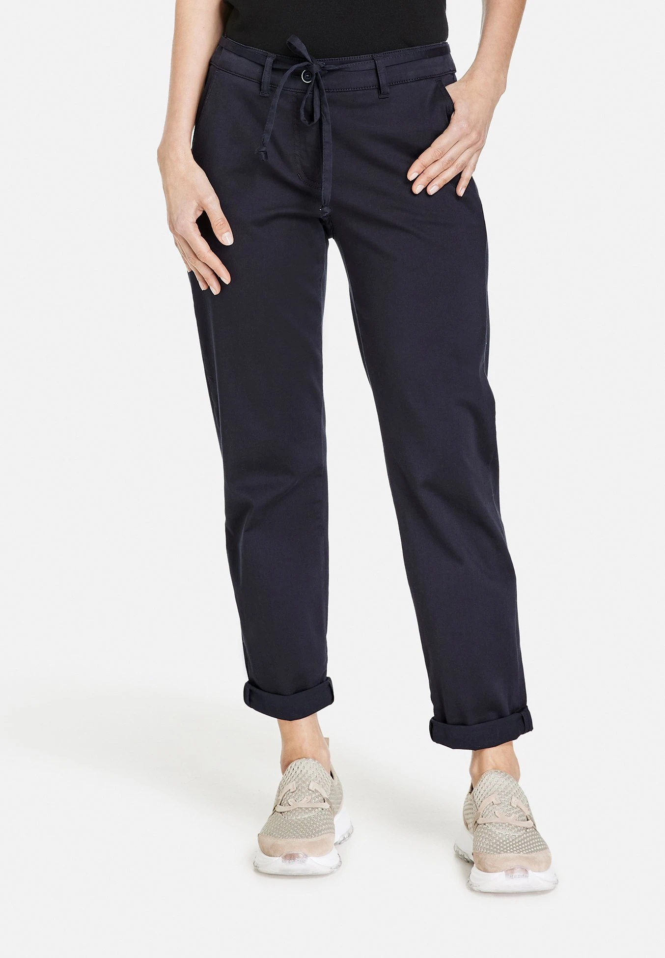 Gerry Weber Mit Bindegürtel - Chino - Navy 1 Gerry Weber Mit Bindegürtel - Chino - Navy