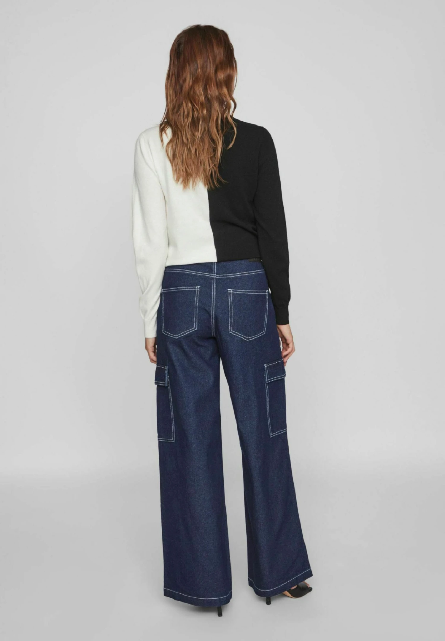 Vila Wide Cargo Look - Flared Jeans - Dark Blue Denim 3 Vila Wide Cargo Look - Flared Jeans - Dark Blue Denim - Afbeelding 3