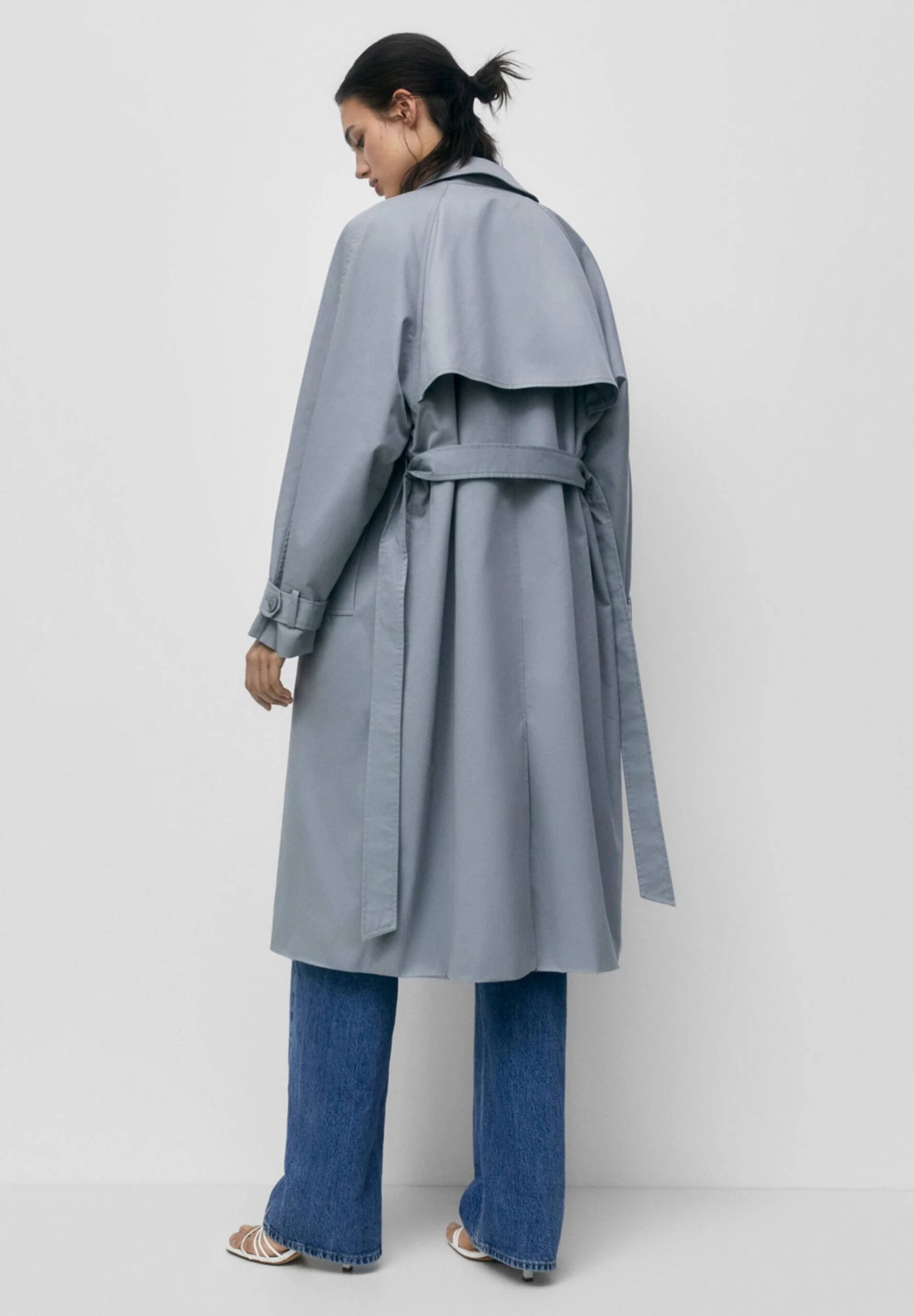 PULL & BEAR Oversized - Trenchcoat - Stone Blue Denim 2 PULL & BEAR Oversized - Trenchcoat - Stone Blue Denim - Afbeelding 2
