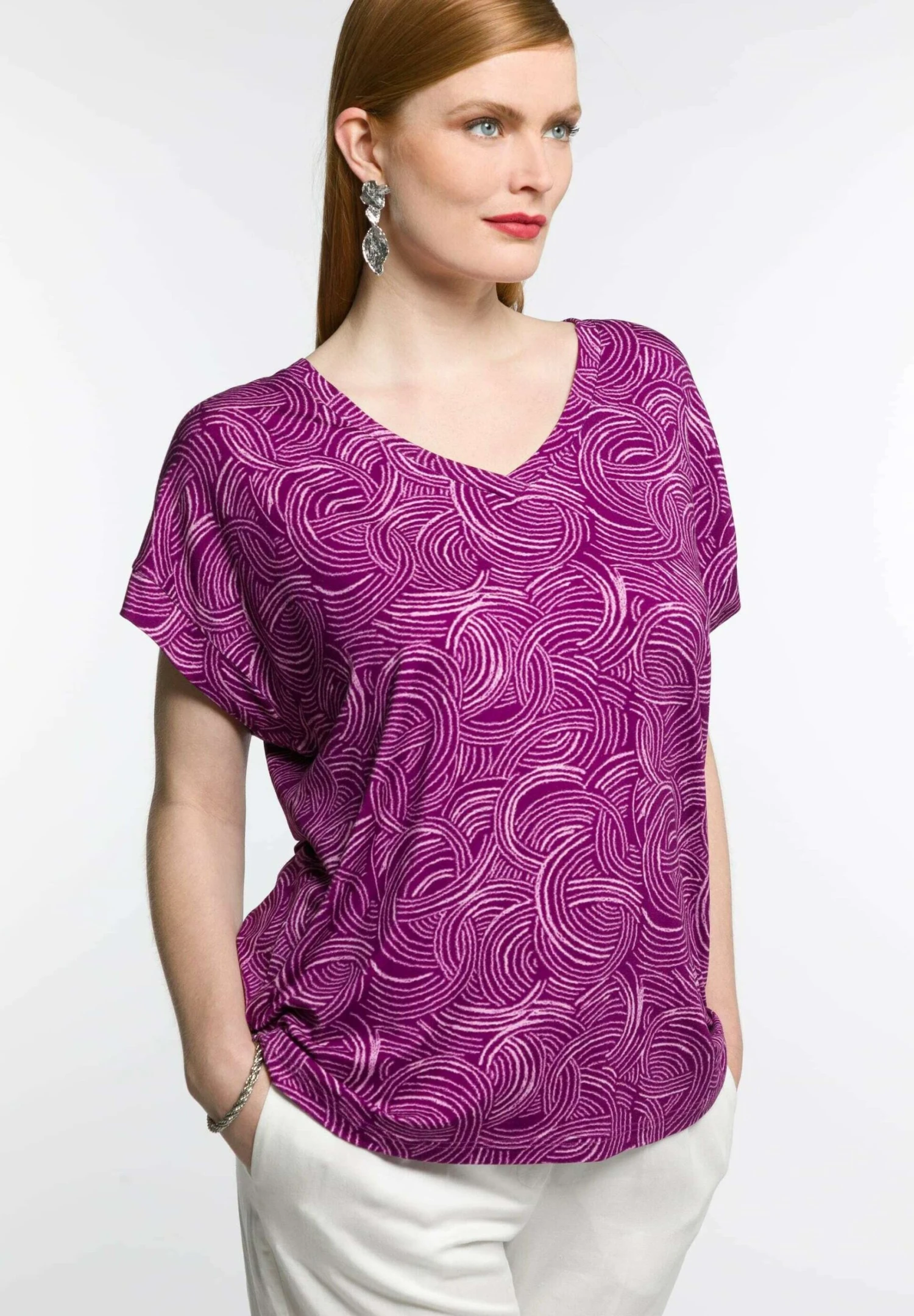 Ulla Popken T-Shirt Print - Prune Clair 2 Ulla Popken T-Shirt Print - Prune Clair - Afbeelding 2