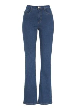 With High Waist - Bootcut Jeans - Medium Blue Denim