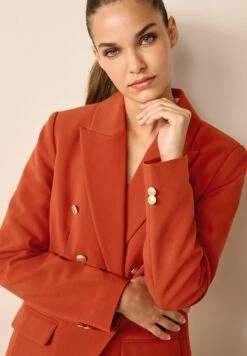 Next Button Detail Double Breasted Standard - Halflange Jas - Rust Brown -Only Mode Winkel 574210f8bb3349b19b10305bba1a2767