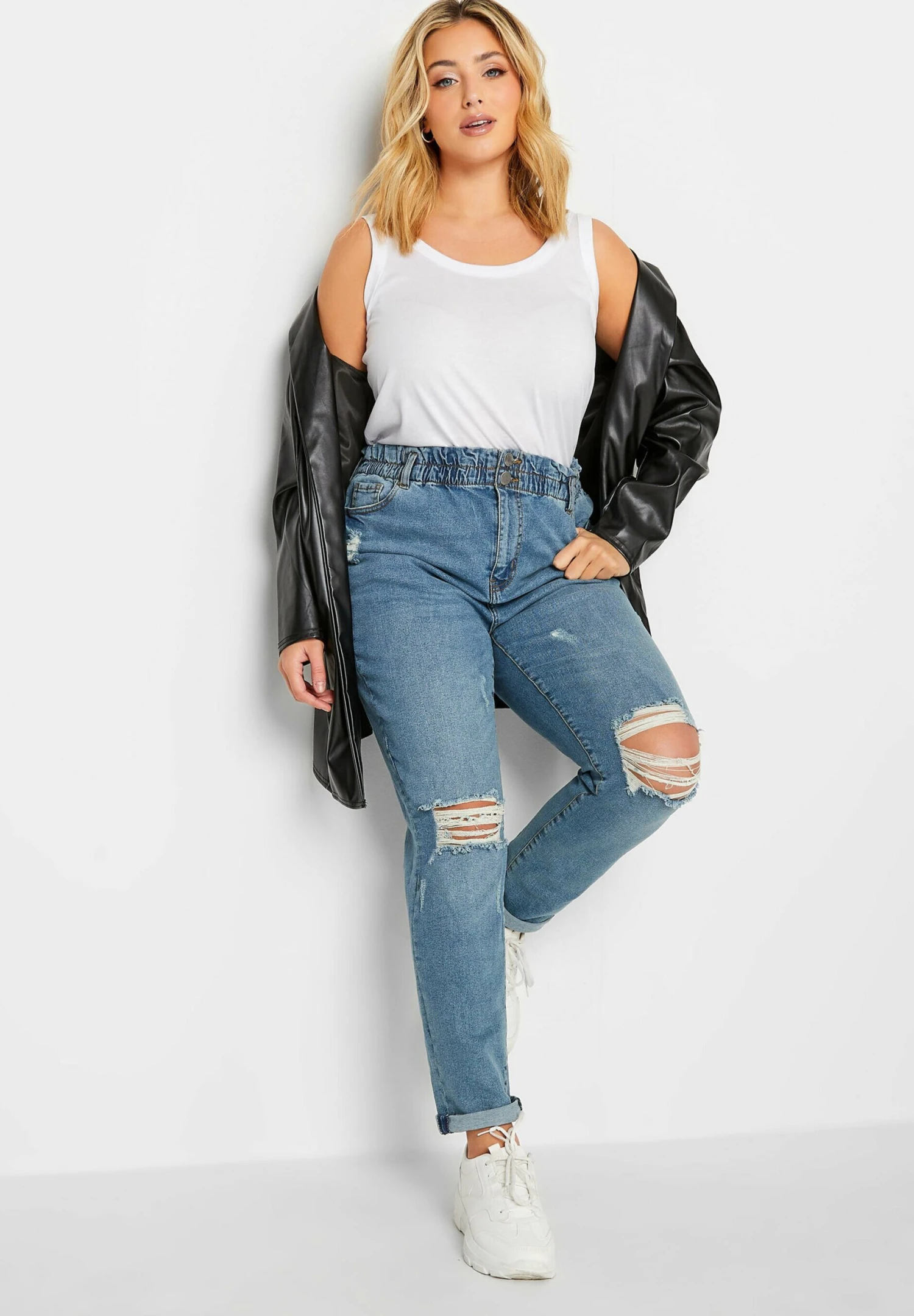 Curve Ripped Elasticated Stretch - Slim Fit Jeans - Blue 2 Curve Ripped Elasticated Stretch - Slim Fit Jeans - Blue - Afbeelding 2