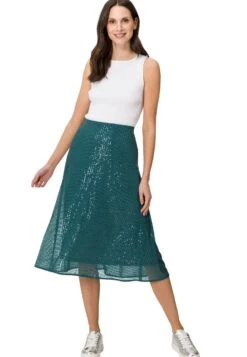 Zero Mit Pailetten - A-Lijn Rok - Teal -Only Mode Winkel 596b5864115e4dd8b1d116407e5ba76a